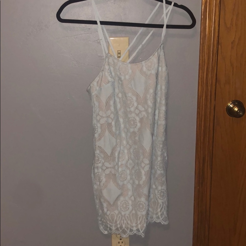 Blue Mini Lace Dress